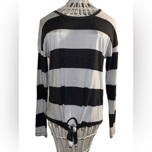 Cloud Chaser Striped Long Sleeve Tie Top